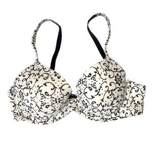 Soma Floral Lightly Padded Bra Size 32D White Black